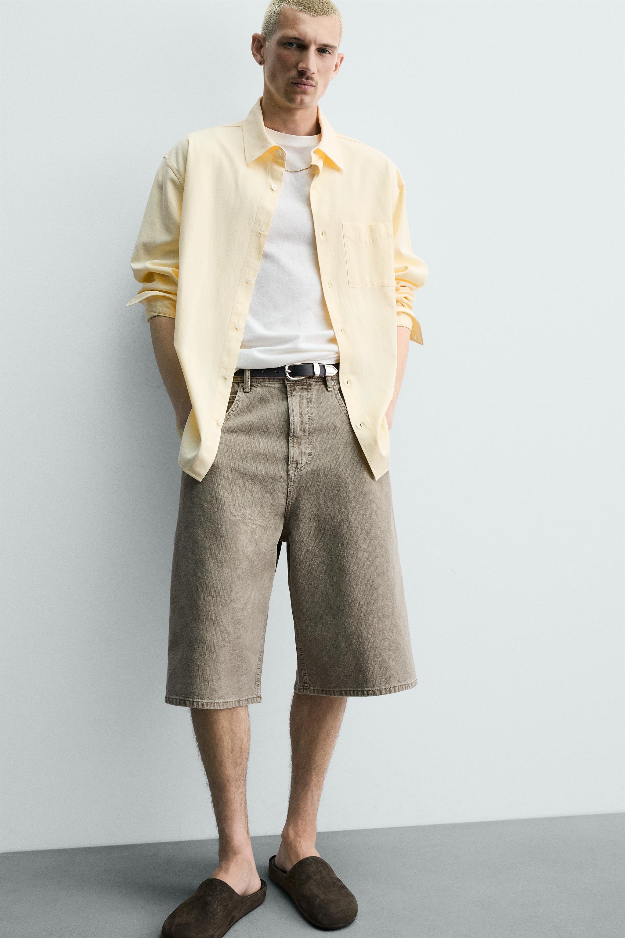 STRUCTURED BALLOON FIT DENIM SHORTS